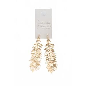 NEW LESLIE CURTIS women's palmer hammered leaf earrings in gold